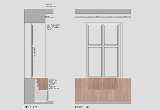 Detailplan der fertigen Fensternischen